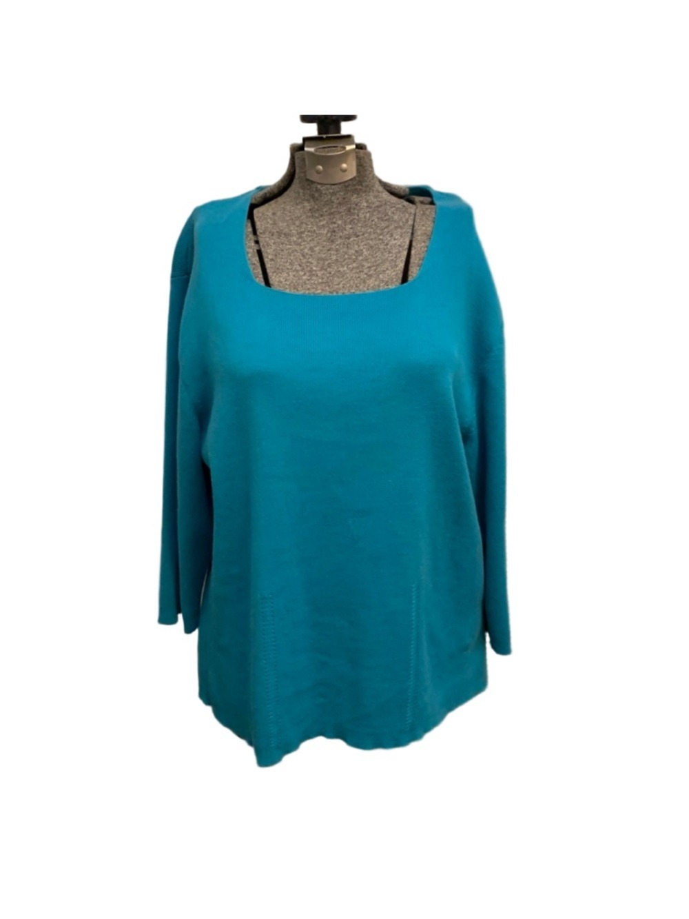 Women's Dressbarn Teal Crew Neck Sweater 3/4 length sleeves Plus Size 18/20